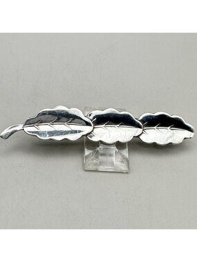 Leaf Motif Brooch Karl Hohmann KH 835 Continental Silver Signed Modernist